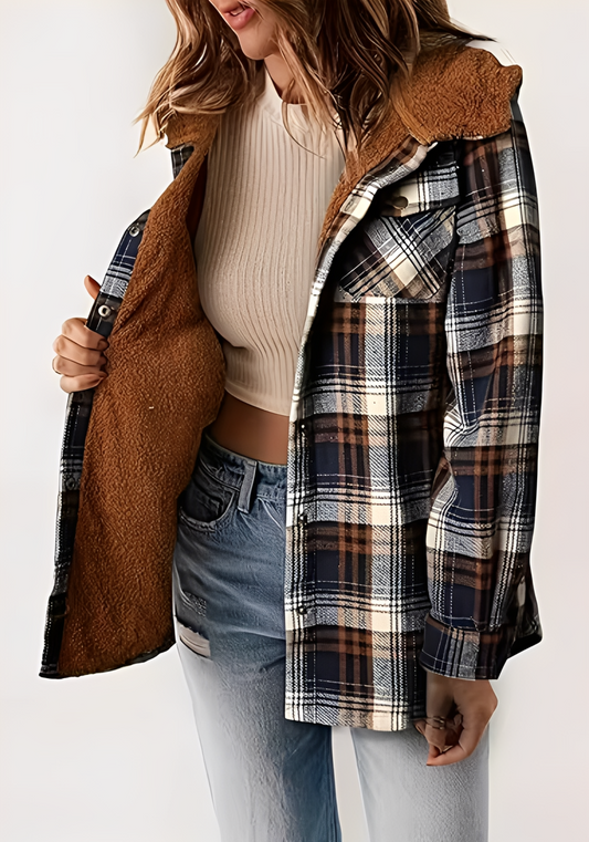 Plaid Fleece Lined Coat